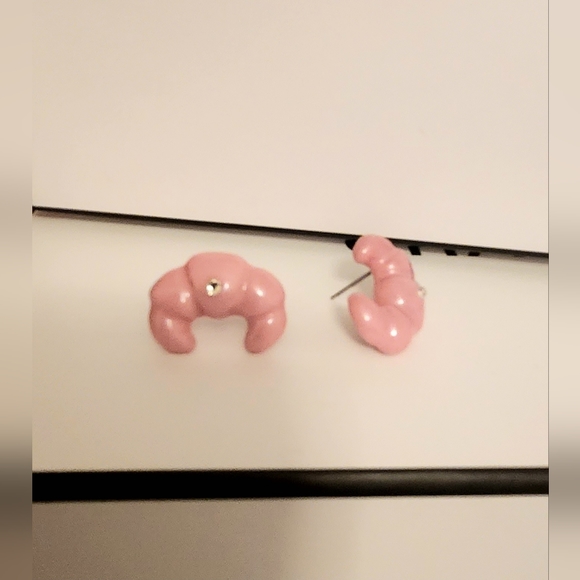 NEW Handcrafted Ballet Pink Croissant Earrings - Picture 3 of 3